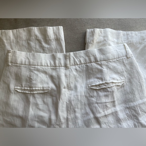 Zara Wide Leg Linen Blend Trousers In White Size XL - Picture 9 of 13